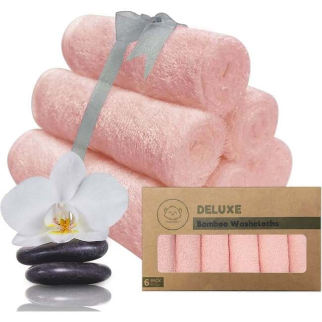 DELUXE Baby Bamboo Washcloths, Blush Pink - Burp Cloths - 1