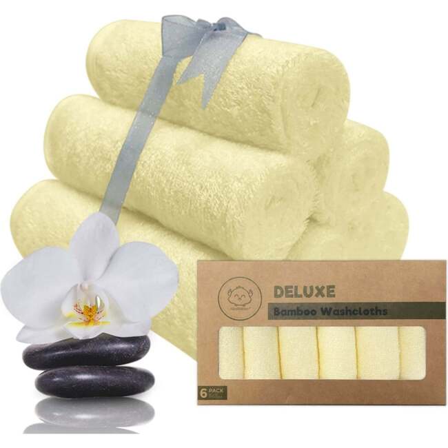 DELUXE Baby Bamboo Washcloths, Sunshine - Burp Cloths - 1