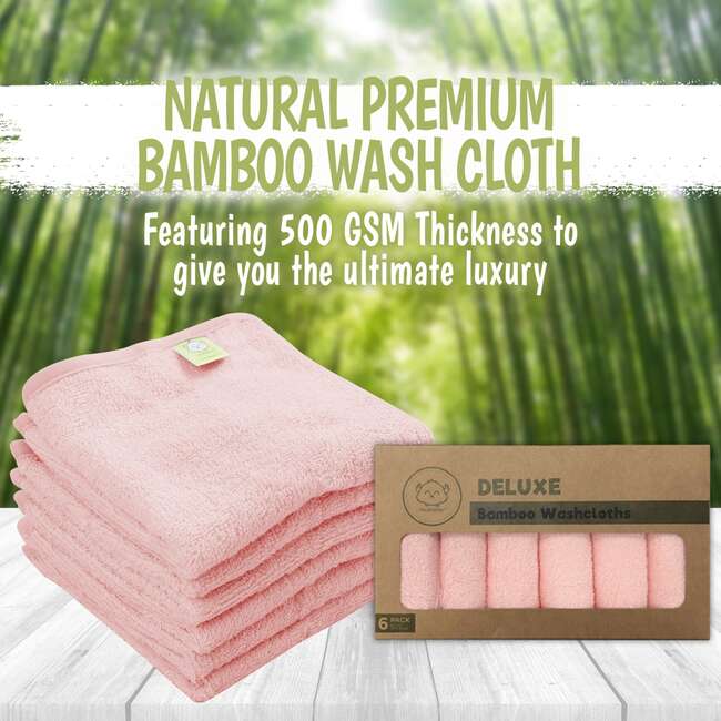 DELUXE Baby Bamboo Washcloths, Blush Pink - Burp Cloths - 3