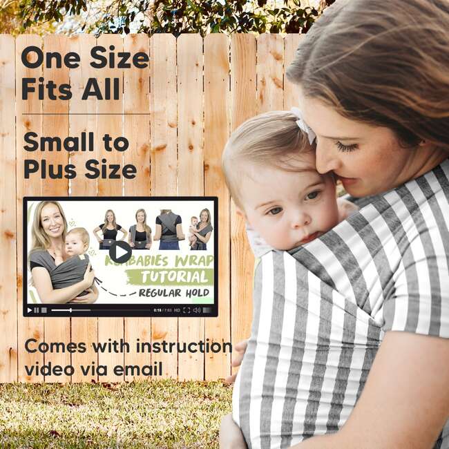 Baby Wrap Carrier, Gray Stripes - Carriers - 4