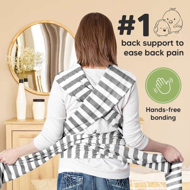 Baby Wrap Carrier, Gray Stripes - Carriers - 5
