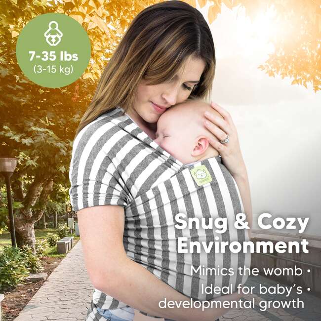 Baby Wrap Carrier, Gray Stripes - Carriers - 6