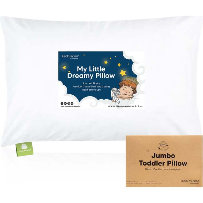 Jumbo Toddler Pillow with Pillowcase, Soft White