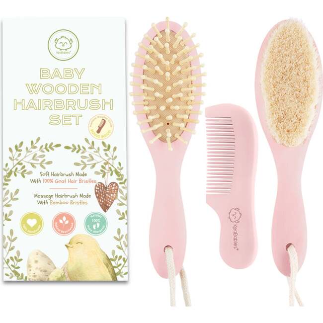 Baby Hair Brush and Comb Set, Blush - Hair Accessories - 1