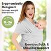 Baby Wrap Carrier, Light Heather - Carriers - 2 - thumbnail
