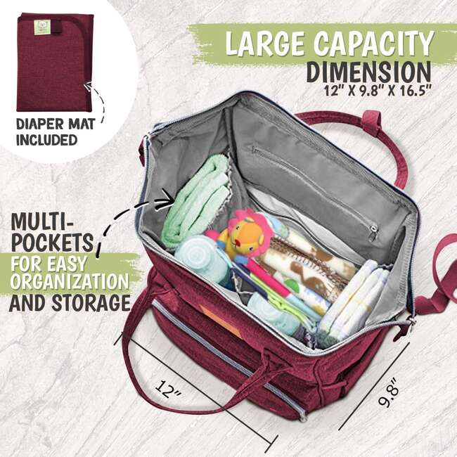 Original Diaper Backpack, Wine Red - Carriers - 3