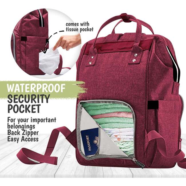 Original Diaper Backpack, Wine Red - Carriers - 4