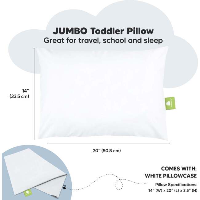 Jumbo Toddler Pillow with Pillowcase, Soft White - Nursing Pillows - 3