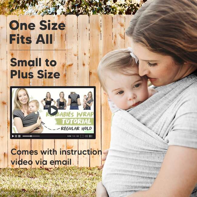 Baby Wrap Carrier, Light Heather - Carriers - 4