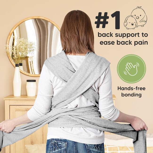 Baby Wrap Carrier, Light Heather - Carriers - 5