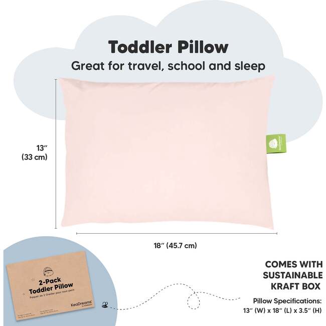 2-Pack Toddler Pillows, Mist Pink - Nursing Pillows - 3