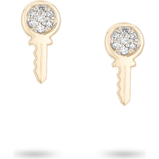 London Super Tiny Pave Key Posts - Earrings - 1