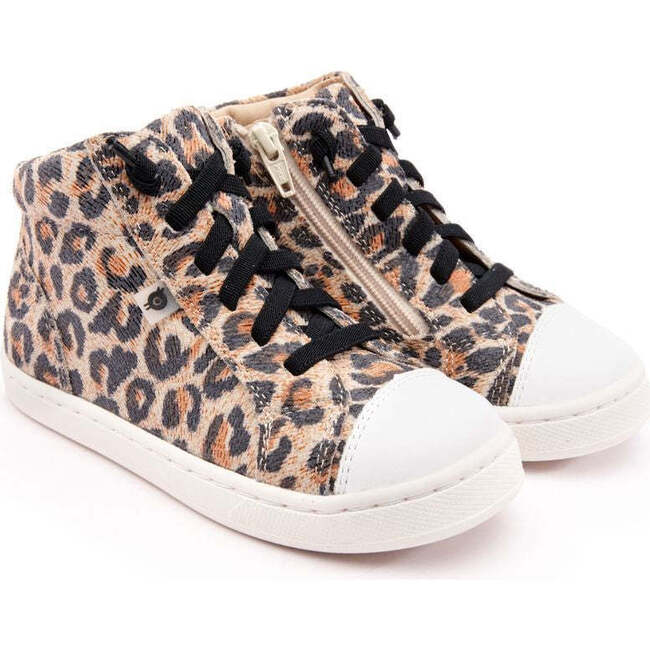 Leopard High Top Sneakers, Beige
