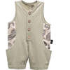 Paisley Trim Bodysuit, Khaki - Rompers - 1 - thumbnail