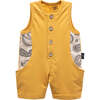 Paisley Trim Bodysuit, Mustard - Rompers - 1 - thumbnail