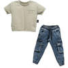 Denim Outfit, Khaki - Mixed Apparel Set - 1 - thumbnail