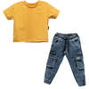 Denim Outfit, Mustard - Mixed Apparel Set - 1 - thumbnail