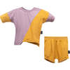 Cross Stripe Outfit, Mustard - Mixed Apparel Set - 1 - thumbnail