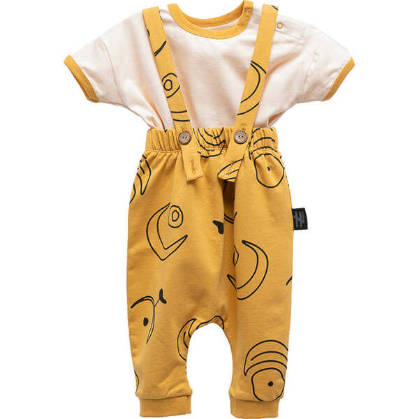 Crescent Overalls Outfit, Mustard Moi Noi Tops