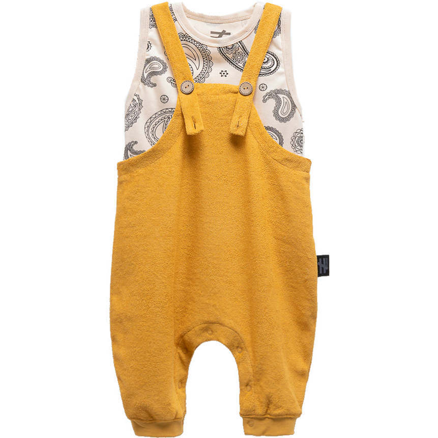 Paisley Print Overalls, Mustard - Mixed Apparel Set - 1