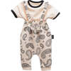 Paisley Overalls Outfit, Beige - Mixed Apparel Set - 1 - thumbnail