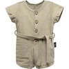 Buttoned Jumpsuit, Khaki - Rompers - 1 - thumbnail