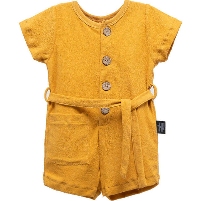 Buttoned Jumpsut, Mustard - Rompers - 1