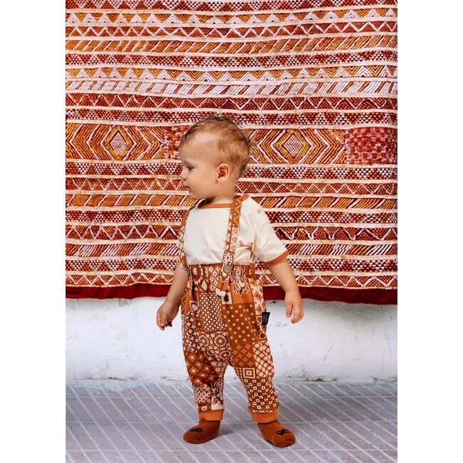 Mosaic Overalls Outfit, Cinnamon - Mixed Apparel Set - 2