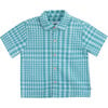 Shirt Short Sleeve Cotton, Theo Blue - Shirts - 1 - thumbnail