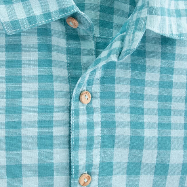 Shirt Short Sleeve Cotton, Theo Blue - Shirts - 2