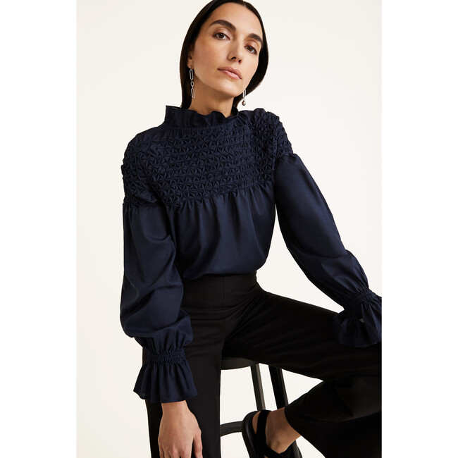 Women's Majorelle Blouse, Navy - Blouses - 3
