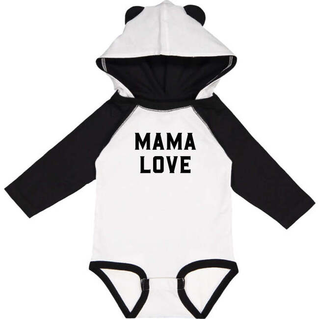 Mama Love Long Sleeve Baby Bodysuit, White/Black