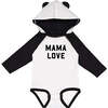 Mama Love Long Sleeve Baby Bodysuit, White/Black - Onesies - 1 - thumbnail