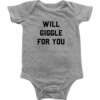 Will Giggle For You Bodysuit, Light Grey - Onesies - 1 - thumbnail