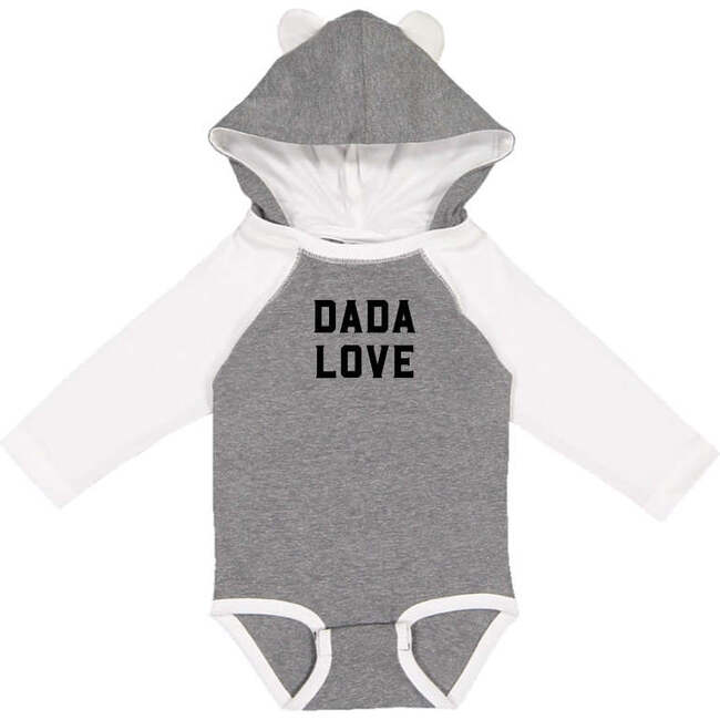 Dada Love Long Sleeve Baby Bodysuit, White/Grey
