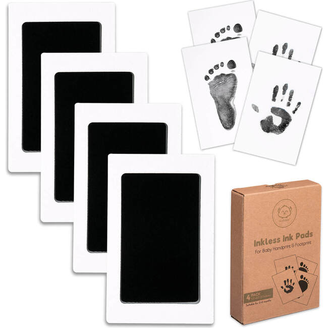 4-Pack Hand & Footprints Inkless Ink Pads, Jet Black