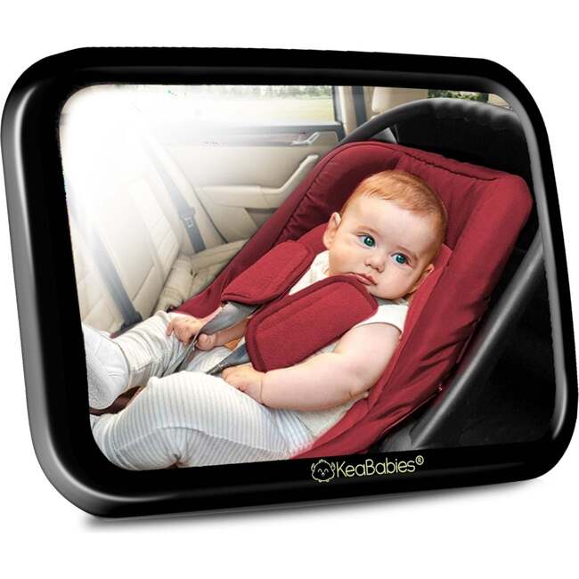 Baby Car Seat Mirror, Large, Sleek Black - Car Seat Accessories - 1