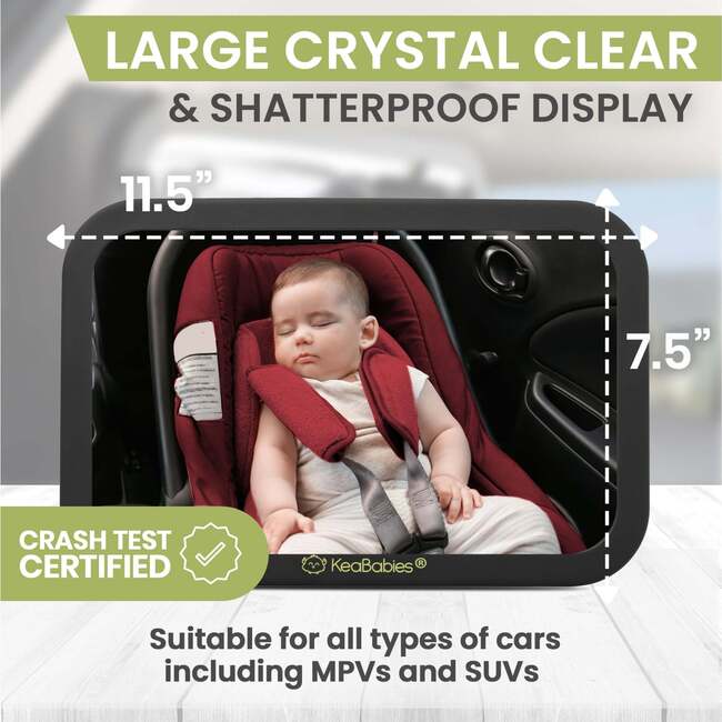 Baby Car Seat Mirror, Large, Matte Black