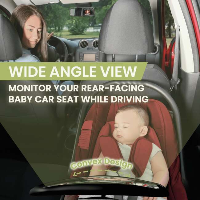 Baby Car Seat Mirror, Large, Sleek Black - Car Seat Accessories - 3