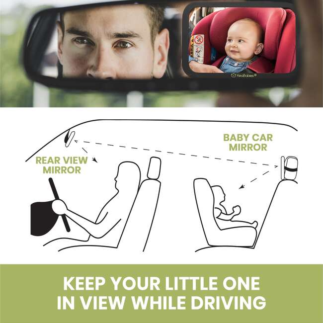 Baby Car Seat Mirror, Large, Matte Black - Car Seat Accessories - 4