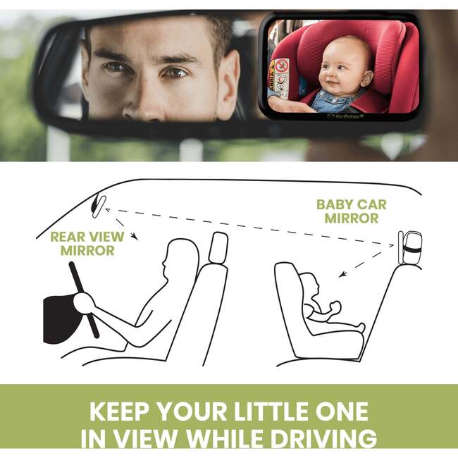 Baby Car Seat Mirror, Large, Sleek Black - Car Seat Accessories - 4