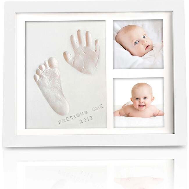 Baby Handprint & Footprint Keepsake Solo Frame, Alpine White