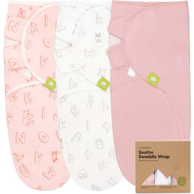 3-Pack SOOTHE Swaddle Wraps, ABC Land Rose
