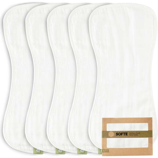 SOFTE Muslin Baby Burp Cloth, Soft White - Burp Cloths - 1