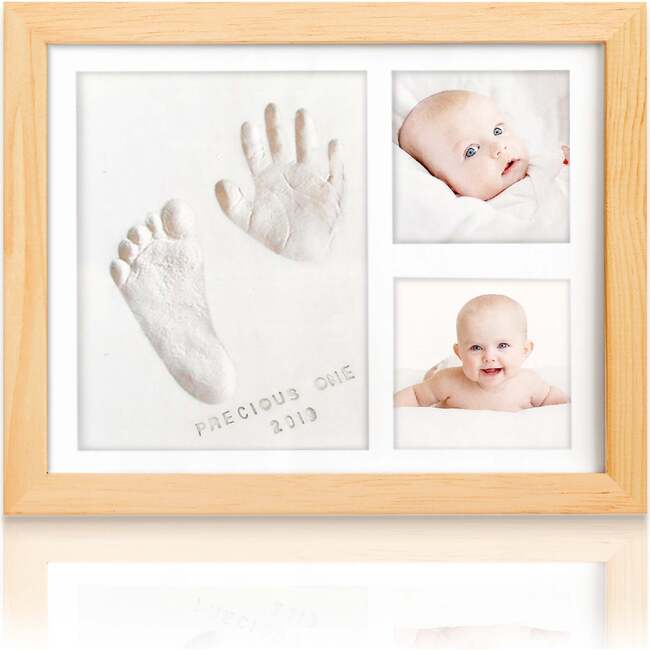 Baby Handprint & Footprint Keepsake Solo Frame, Natural Pine