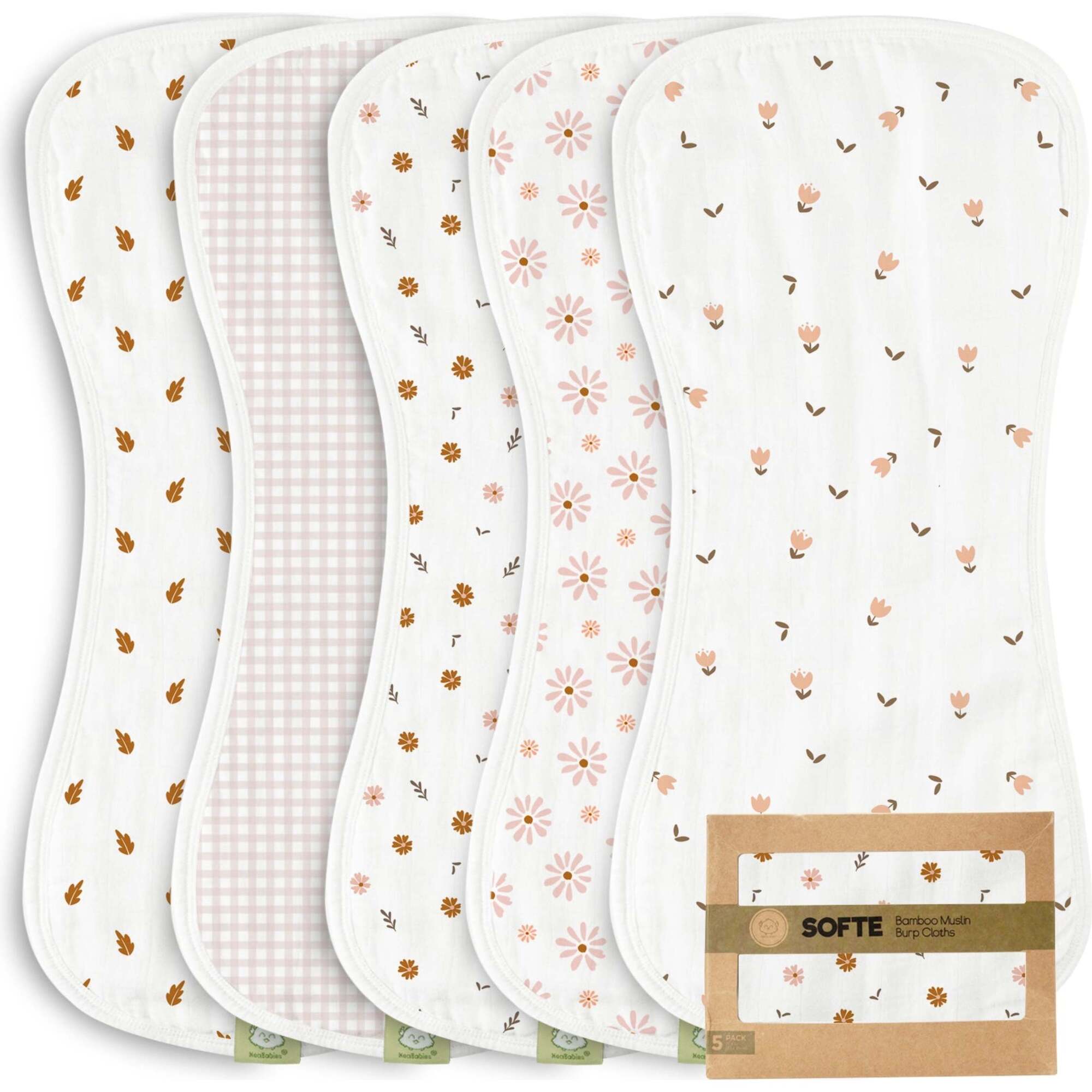 Organic Cotton 2-Pack Muslin Burp Cloths Clay