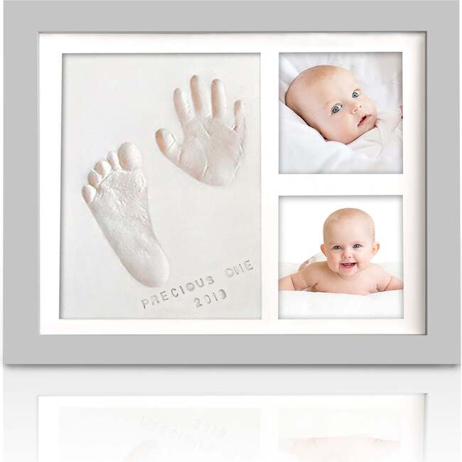 Baby Handprint & Footprint Keepsake Solo Frame, Cloud Gray - Playmats - 1