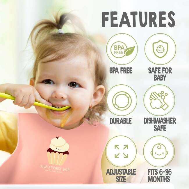 Whimsy Silicone Bibs, Cupcake - Bibs - 2