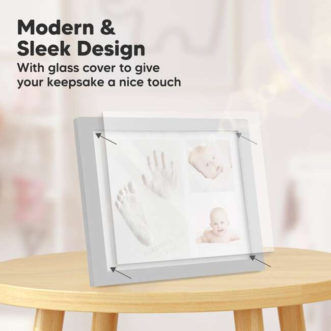 Baby Handprint & Footprint Keepsake Solo Frame, Cloud Gray - Playmats - 5