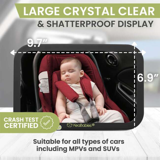 Baby Car Seat Mirror, Regular, Matte Black - Car Seat Accessories - 2